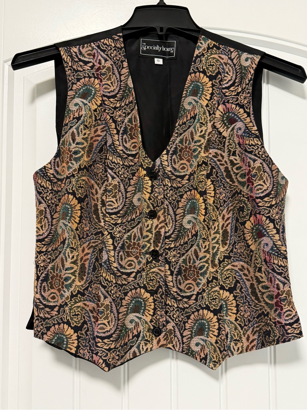 Vintage The Specialty House Multicolored Paisley Tapestry Vest